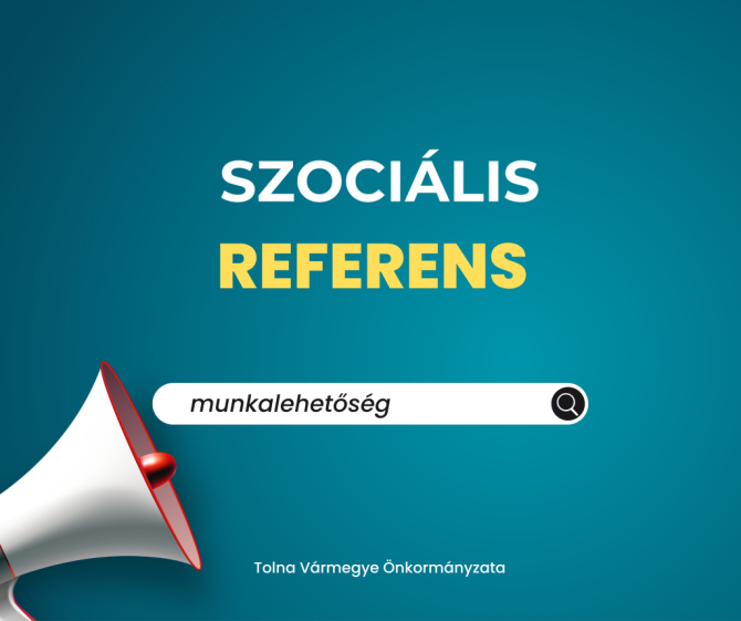 Tolna Vármegye Önkormányzata szociális referens pozíciót hirdet.